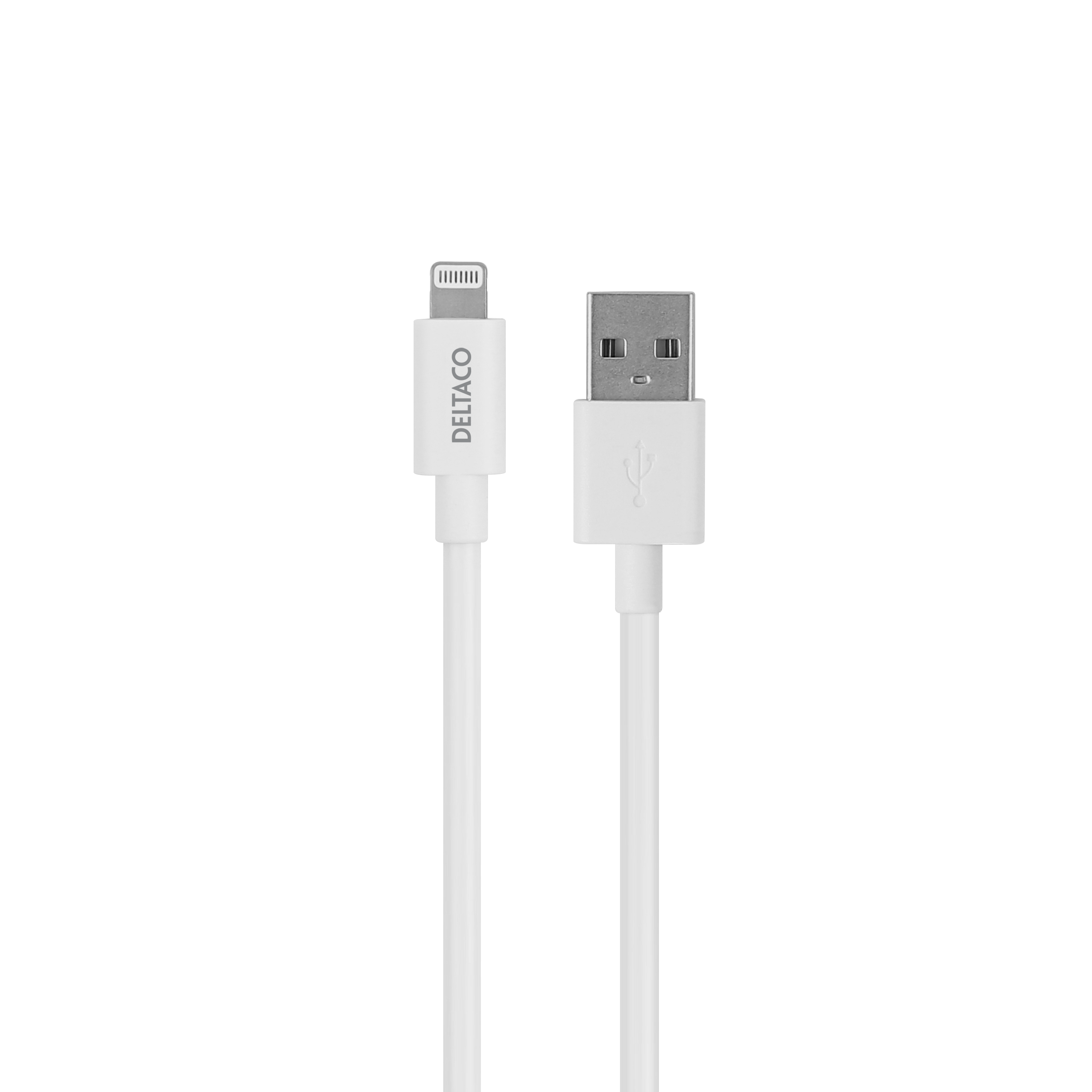 DELTACO USB Cable with Lightning Connector, MFI Certified, 2.4A, 3 m, white